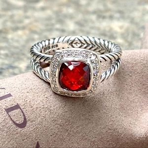 David Yurman Sterling Albion Red Garnet Ring Size7
